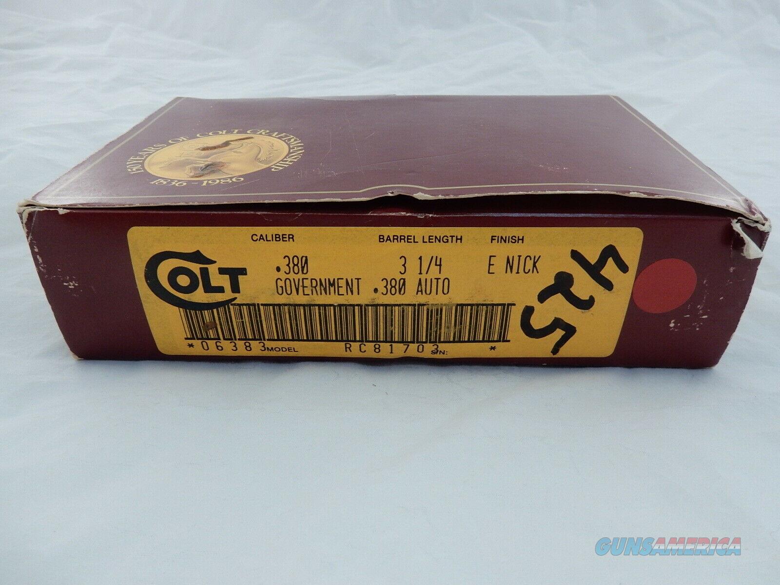 Colt Government .380 Original Box & Inse