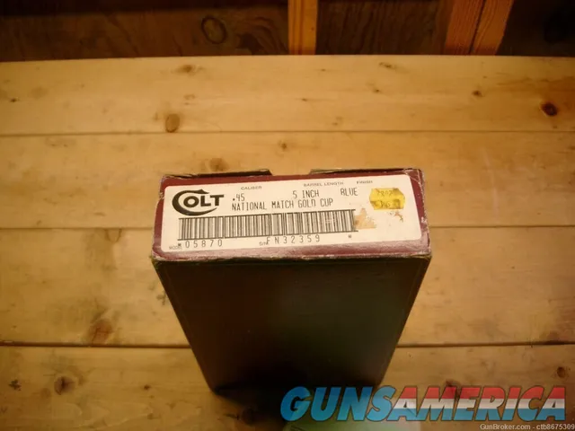 Colt National Match Gold Cup Box Only with Paperwork No Styrofoam For 5" Barrel