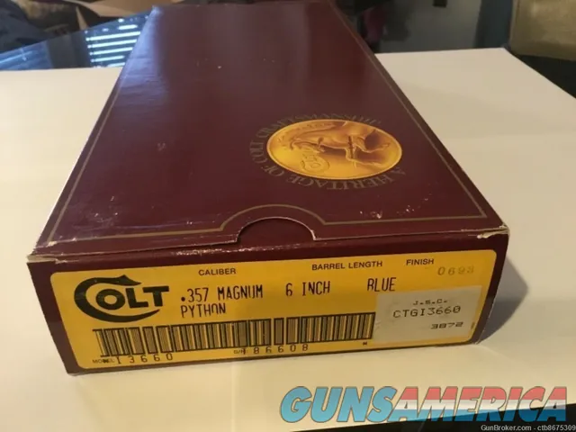 Colt Python 357 Magnum Revolver Original Box w/Manual  Img-1