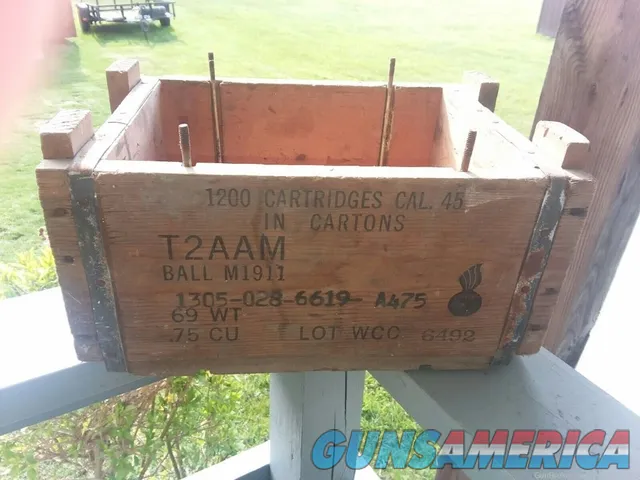 WWII WW2 Colt 1911A1 .45acp ammunition ammo box wood crate M1911  Img-1