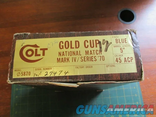Colt National Match Mark IV Series 70 Original Box and Insert