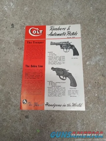 Colt Revolvers and Automatic Pistols Brochure March 1954