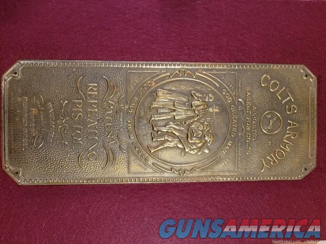 1880s COLT FIREARMS LONDON ARMORY BRASS DOOR PUSH PLATE  Img-2