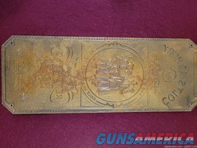 1880s COLT FIREARMS LONDON ARMORY BRASS DOOR PUSH PLATE  Img-3