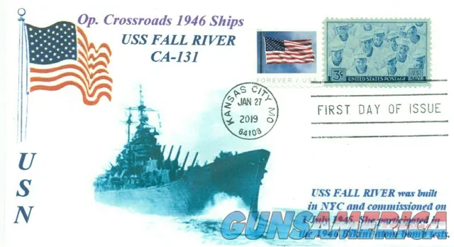 USS FALL RIVER CA-124 memorial naval first day cover with postmark 