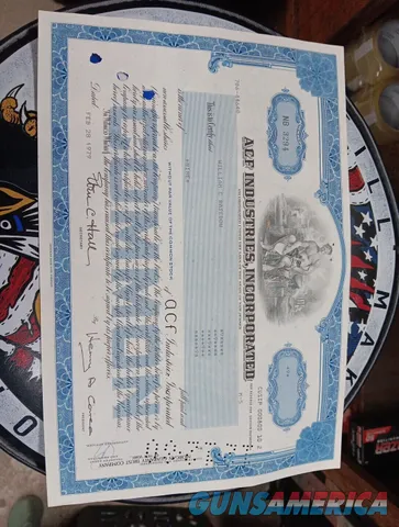 ACF INDUSTRIES INCORPORATED COMMON STOCK CERTIFICATE