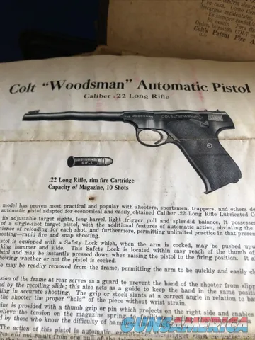 Colt Woodsman Model .22 Target Box &Manual Circa 1920s Img-7