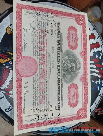 Genuine The Bond Stores Incorporated stock certificate 1940's-1960's