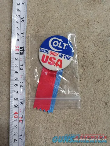 1989 COLT ADVERTISING RIBBON PIN "COLT-MADE ONLY IN THE USA"!