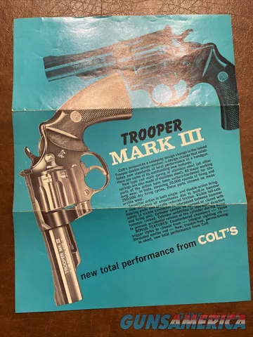 Original Colt Trooper Mark III Revolver 3, 357, 22 Flier Advertising Ad
