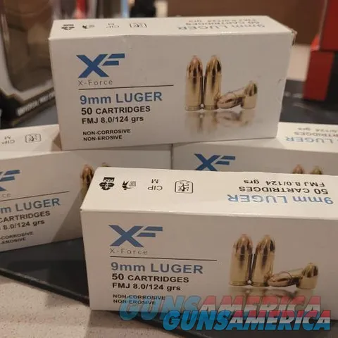 X Force 9x19 (9mm) 124 Grain FMJ New Brass 1000 Ct NO LIMIT- SHIP TIME LISTED