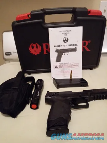 Ruger-57 (5.7 X 28) Pistol, 2 20-round Clips, Holster, optic plate & S2000 Light