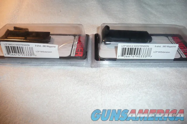 RUGER 380 MAGS 2, 6 rd. mags w/finger extensions. NIB