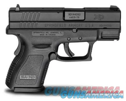 Compact Springfield XD9 9mm with 10rd mag &amp; sleek black finish - 3" barrel