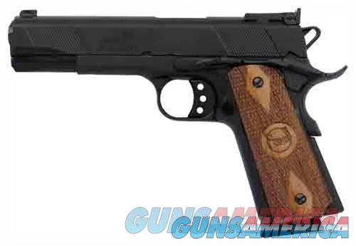 Iver Johnson Eagle .45 ACP Handgun - Checkered Wood Grips, Blued Finish, Adjustable Sight