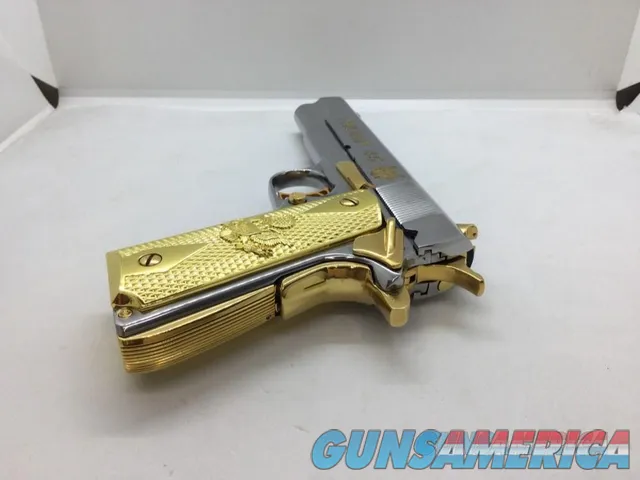 Springfield mil spec 45 ACP cusom with Trump 45 engraved bright nickel plated with 24 carat gold accent and all parts Img-3