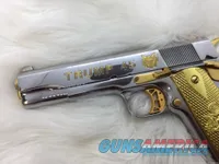 Springfield mil spec 45 ACP cusom with Trump 45 engraved bright nickel plated with 24 carat gold accent and all parts