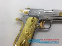Springfield mil spec 45 ACP cusom with Trump 45 engraved bright nickel plated with 24 carat gold accent and all parts