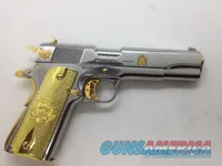Springfield mil spec 45 ACP cusom with Trump 45 engraved bright nickel plated with 24 carat gold accent and all parts
