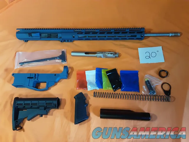 AR10 .308 Titanium Blue Rifle Kit 20 SS Bbl Nickel Boron 80% lower + Parts Img-1