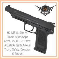 USP45 Elite (V1), 45 ACP, 6.02" Barrel, Adj Sights, Black** 10 Months Layaway Plan Available **