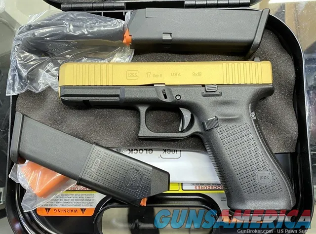 Glock 17 Gen 5 Pistol 9mm Gold Slide 17RD ACG-57017 NEW Img-1