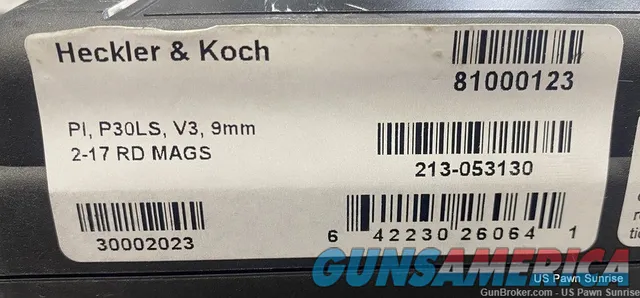 Heckler & Koch P30LS V3 Pistol 9mm Long Slide 17RD H&K 81000123 NEW Img-2