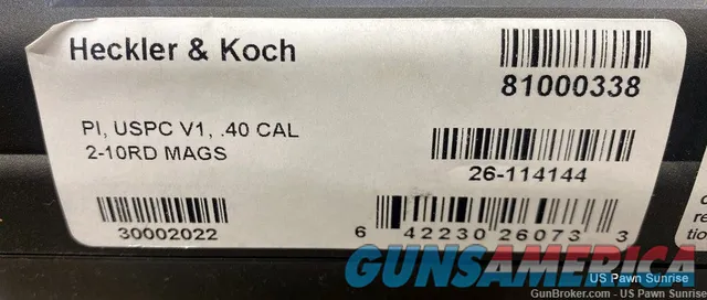 Heckler & Koch USP Compact V1 40 S&W Pistol 10RD H&K 81000338 NEW Img-2