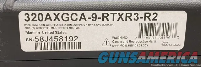 Sig Sauer P320 AXG Carry 2 Tone 9mm Pistol 17RD 320AXGCA-9-RTXR3-R2 NEW Img-2