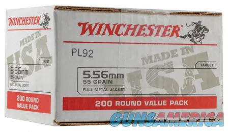 Winchester Ammo WM193200 USA 5.56x45mm NATO 55 gr Full Metal Jacket 200 Per