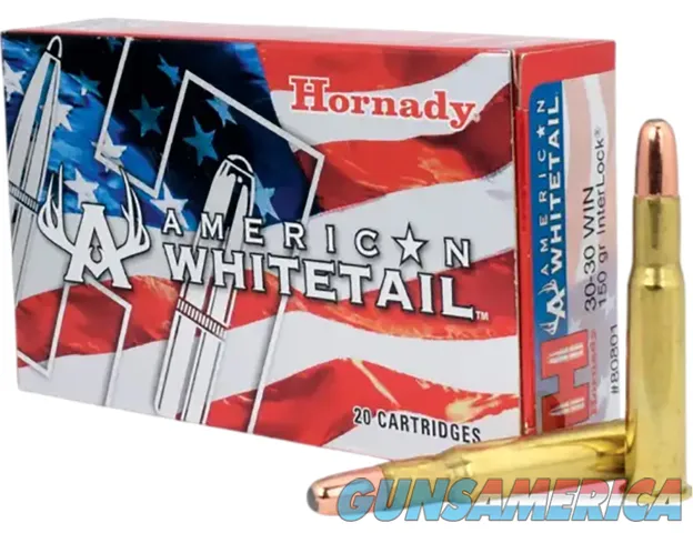 Hornady 80801 American Whitetail 30-30Win 150gr InterLock Round Nose 20RNDS