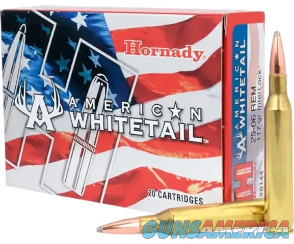 Hornady 8144 American Whitetail 25-06Rem 117gr InterLock Soft Point 20RNDS