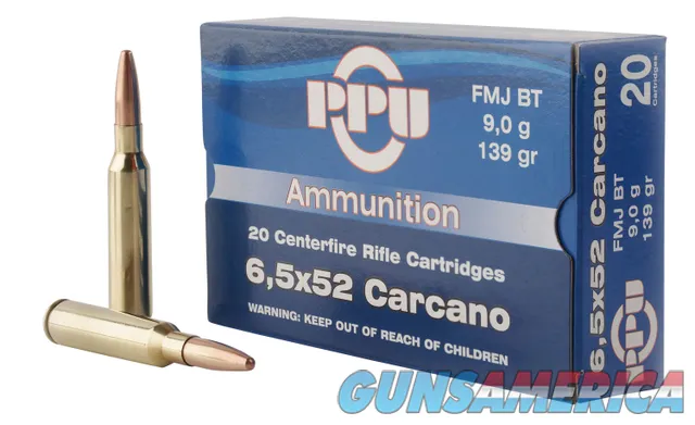 PPU PP6CF Metric Rifle 6.5x52mm Carcano 139 gr Full Metal Jacket