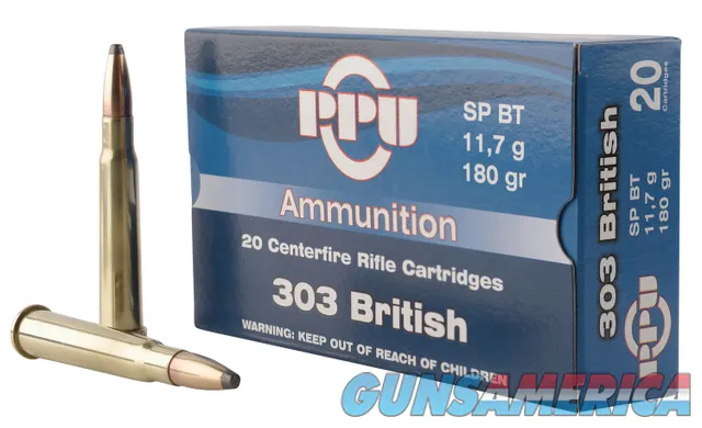 PPU PP303S2 Standard Rifle 303 British 180 gr Soft Point Boat Tail 20 Per