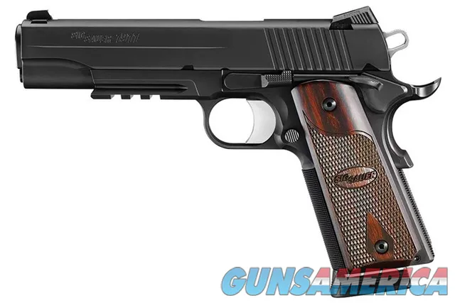 SIG SAUER 1911 45ACP STAINLESS STEEL SLIDE BLACK NITRON FINISH ROSEWOOD GRIP 5" BBL 8+1 CAPACITY CALIFORNIA COMPLIANT