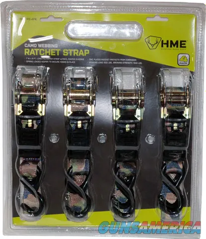 HME Camouflage Ratchet Tie Down - 4 Pack RS-4PK