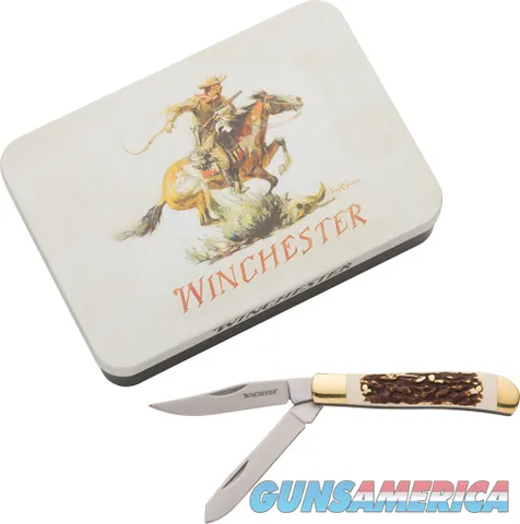 Winchester Repeating Arms WINCHESTER KNIFE 6.25" OAL STAG TRAPPER W/KNIFE TIN