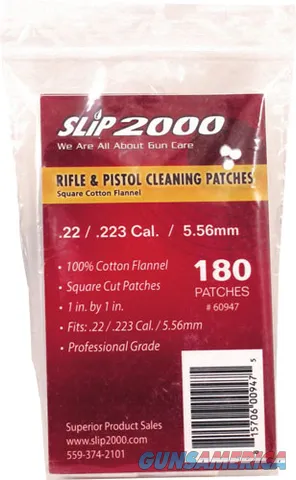 Slip 2000 SLIP 2000 CLEANING PATCHES 1" SQUARE .22 CALIBER 180-PACK