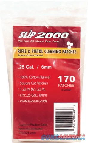Slip 2000 SLIP 2000 CLEANING PATCHES 1.25" SQUARE 25CAL/6MM 170-BAG