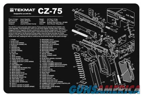 TekMat TEKMAT ARMORERS BENCH MAT 11"x17" CZ-75 PISTOL