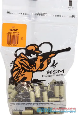 HSM HSM BRASS 45 ACP ONCE FIRED UNPRIMED 100 COUNT