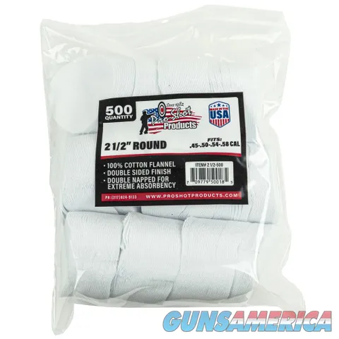 Pro-Shot CLEANING PATCHES 21/2IN RD 500CT