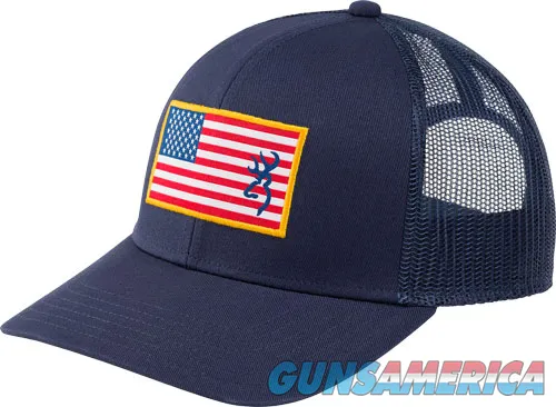 Browning BG CAP GLORY MESH SNAPBACK AMERICAN FLAG PATCH NBLUE OSFM