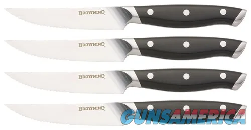 Browning BG KNIFE 4-PC STEAK KNIFE SET 4.25" BLADE W/LEATHER ROLL STH