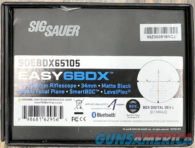 SIG SAUER EASY6BDX 5-30X56MM 34MM MRAD BLK and Alpha2 34mm Scope Mount Img-1