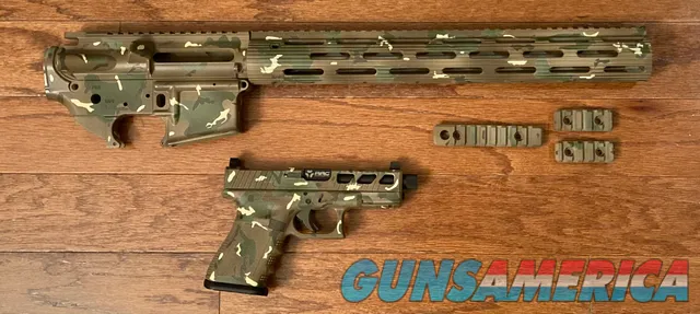 Matching Custom Multicam Cerakote AR-15 Frame and Glock 19