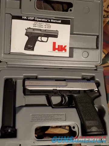 HK USP .45 ACP NEW w/ Stainless Slide unfired with factory case, manual, 2 magazines