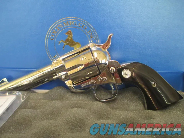 COLT SAA NICKEL 44/40 WITH A 4 3/4" BARREL AND BUFFALO HORN GRIPS