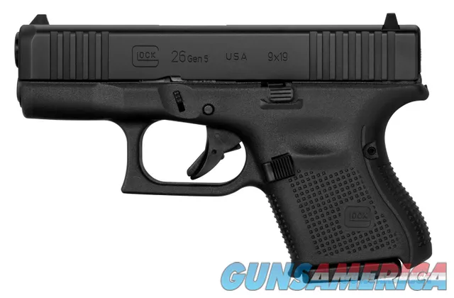Glock Model 26 Gen 5 Sub-Compact 9mm 3.43" 10+1 Black nDLC WFront Serrations Rough Texture Grip NEW (UA265S201)