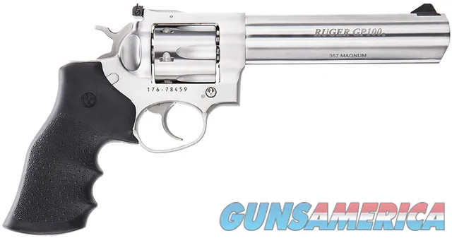 Ruger GP100 357 Magnum, 6" Barrel, Satin Stainless wHogue Grip NEW 1707